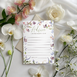 Tarjeta de consejos para baby shower de flores sil