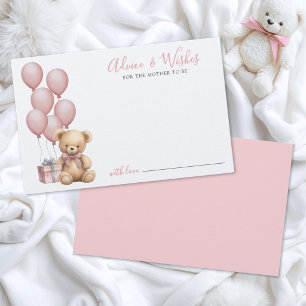 Tarjeta de Consejos para Baby Shower de Oso Rosa