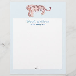Tarjeta de Consejos para Baby Shower de Tigre Azul