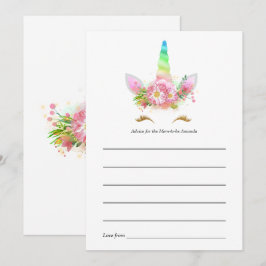 Tarjeta de Consejos para Baby Shower de Unicornio