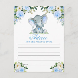 Tarjeta de Consejos para Baby Shower Elefante Flor