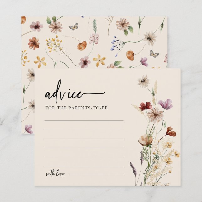 Tarjeta de Consejos para Baby Shower Floral (Anverso / Reverso)