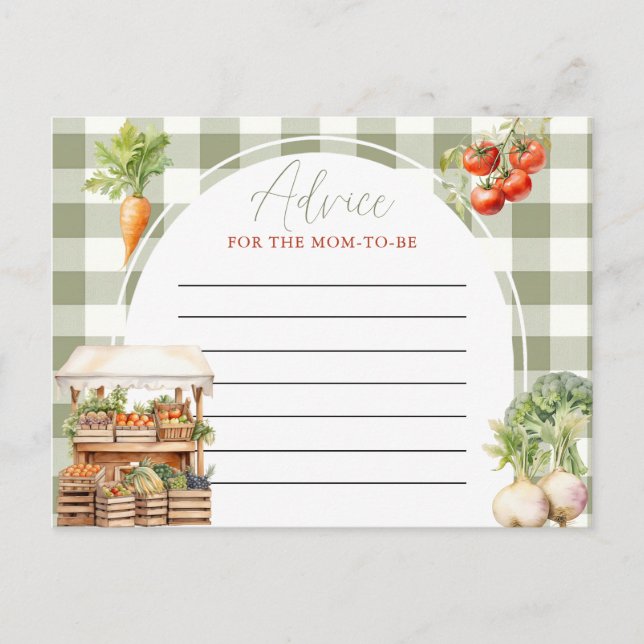 Tarjeta de consejos para baby shower Locally Grown (Anverso)