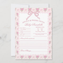 Tarjeta de Consejos para Bebé con Flores Antiguas 