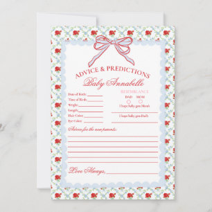 Tarjeta de consejos para bebé con flores elegantes