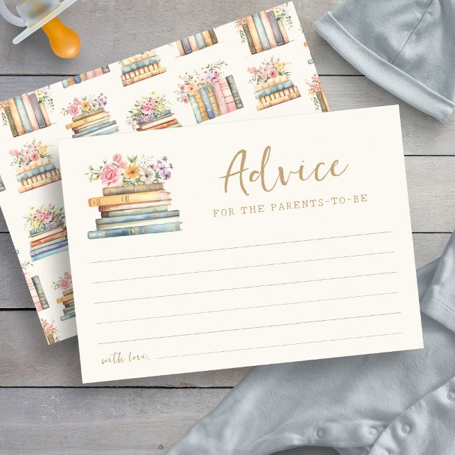 Tarjeta de Consejos para Bebé con Tema de Libros (Book Theme Baby Shower  Advice Card by Painted Paperie
)