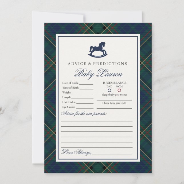 Tarjeta de Consejos para Bebé de Caballo Mecedor C (Anverso)