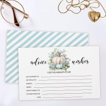 Tarjeta de consejos para bebés con calabaza azul