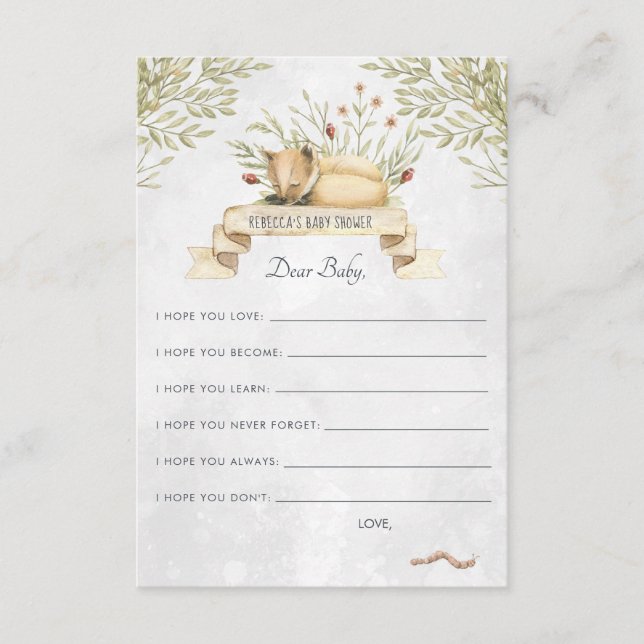 Tarjeta de consejos para bebés | Woodland Fox (Anverso)