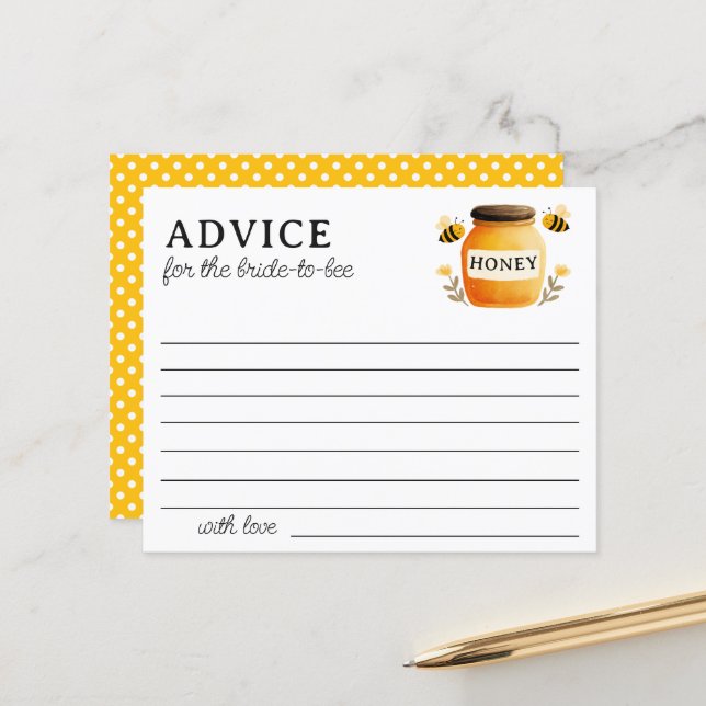 Tarjeta de Consejos para Boda de Tarro de Miel Bla (Anverso/Reverso In Situ)