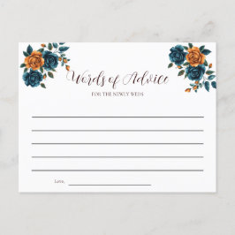 Tarjeta de Consejos para Bodas en Verde Azul y Nar