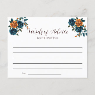 Tarjeta de Consejos para Bodas en Verde Azul y Nar