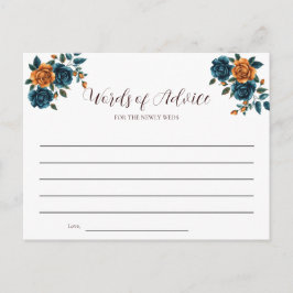 Tarjeta de Consejos para Bodas en Verde Azul y Nar