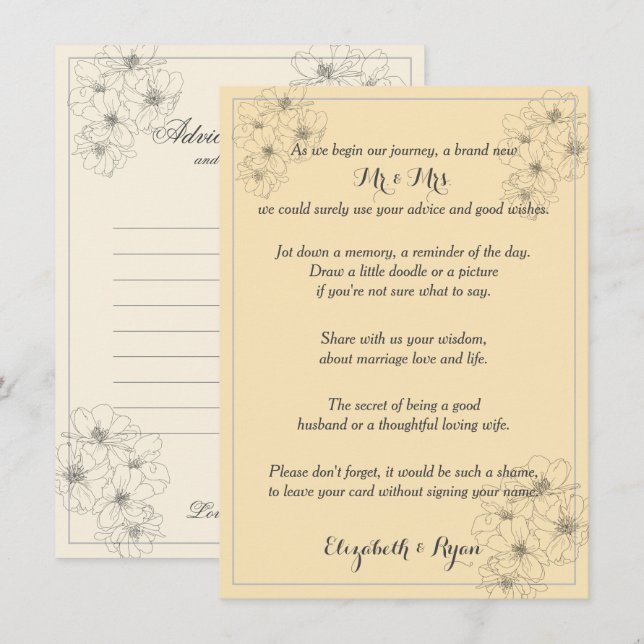 Tarjeta de consejos para bodas y amor (Anverso / Reverso)