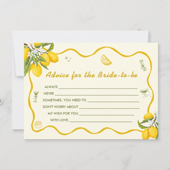 Tarjeta de Consejos para Despedida de Soltera con  (Anverso)