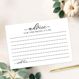 Tarjeta de consejos para despedida de soltera de o