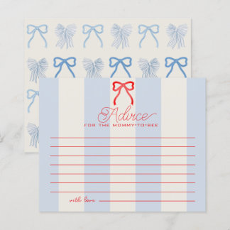 Tarjeta de Consejos para Fiesta de Bebé con Lazo R