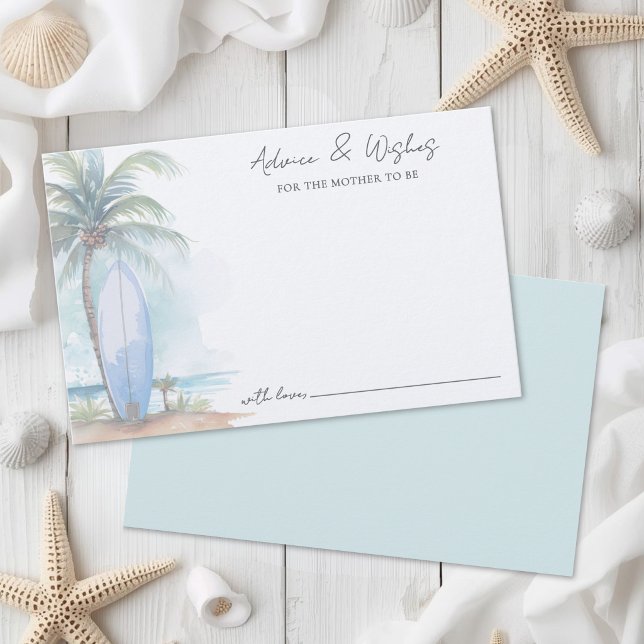Tarjeta de Consejos para Fiesta de Bebé en la Play (Beach Baby Shower Advice Card )