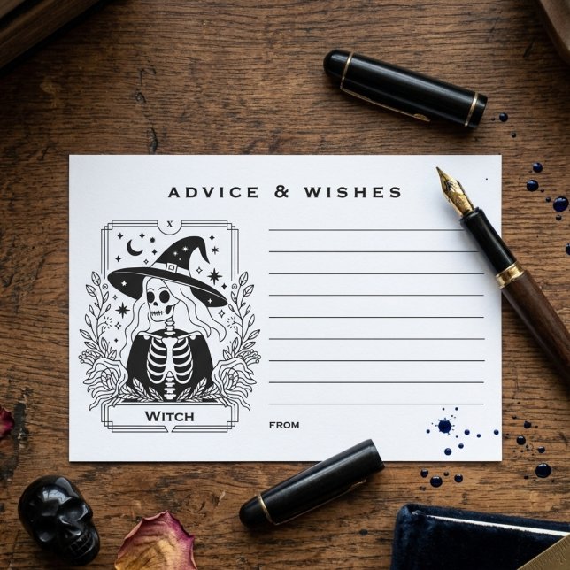 Tarjeta de Consejos para Fiestas de Bruja Esquelet (Gothic Skeleton Witch Party Advice Card)
