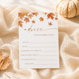 Tarjeta de consejos para la ducha nupcial de otoño