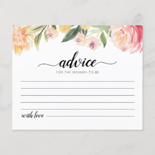 Tarjeta de consejos para la futura mamá para fiest