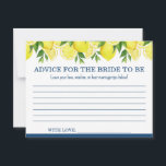 Tarjeta de Consejos para la Novia: Ducha de Limón<br><div class="desc">Envía a la novia a la vida de casada con un corazón lleno de amor y risa utilizando esta encantadora tarjeta de Consejos para la futura novia. Los invitados compartirán palabras reflexivas,  sabiduría matrimonial o ánimos dulces,  creando un recuerdo significativo que ella atesorará mucho después de la fiesta.</div>