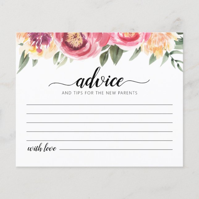 Tarjeta de consejos para nuevos padres en la fiest (Anverso)