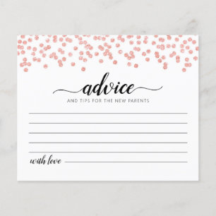 Tarjeta de consejos para nuevos padres en la fiest