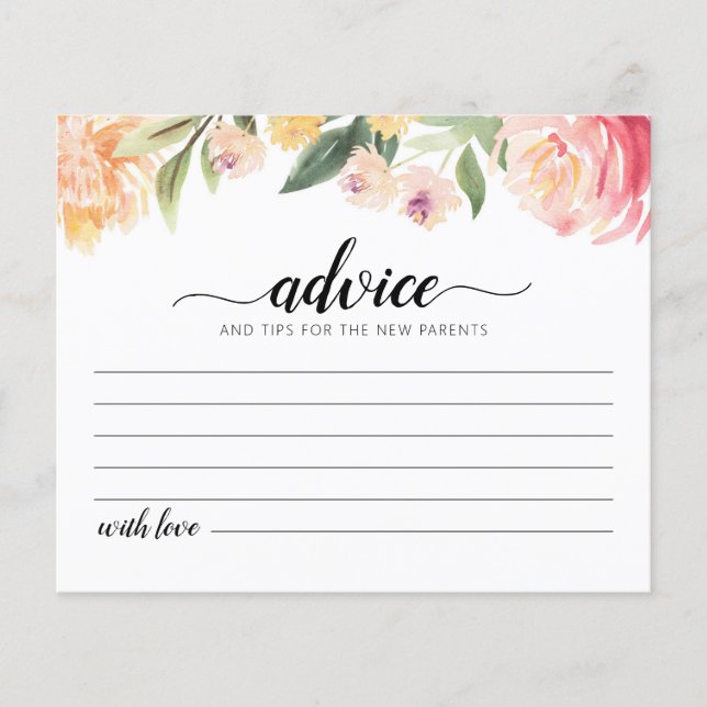 Tarjeta de consejos para padres nuevos Fiesta de b (Anverso)