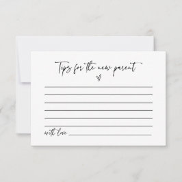 Tarjeta de consejos para padres nuevos Juego de ac
