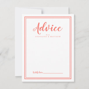 Tarjeta de consejos para recién casados de boda mo