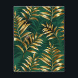 Tarjeta De Consejos Patrón continuo con helechos dorados<br><div class="desc">Patrón continuo de oro,  joyas,  ramas de helecho brillantes y hojas sobre fondo verde texturizado de bosque. Helecho dorado.</div>
