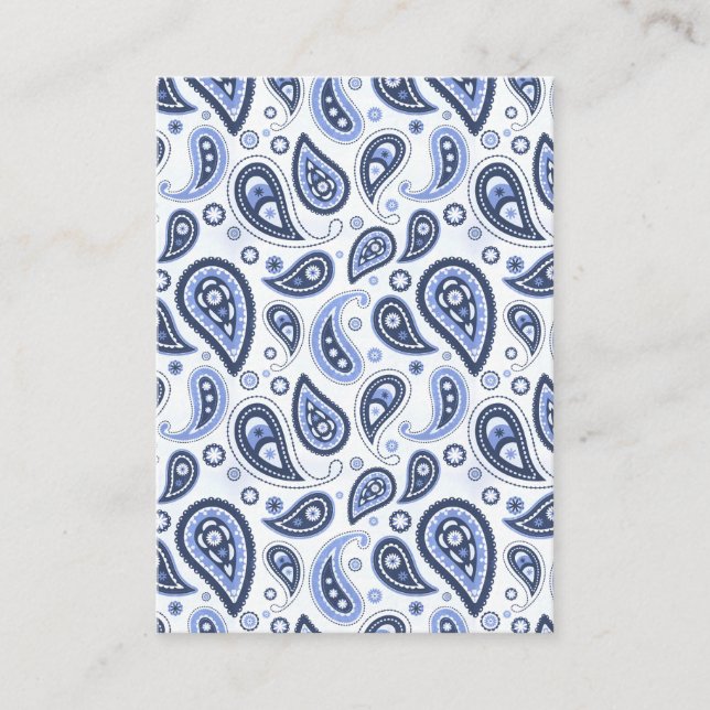 Tarjeta De Consejos Patrón de Paisley Azul (Anverso)