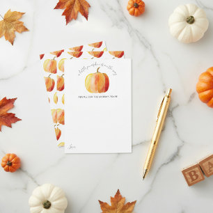 Tarjeta De Consejos Pequeña Baby Shower de calabaza