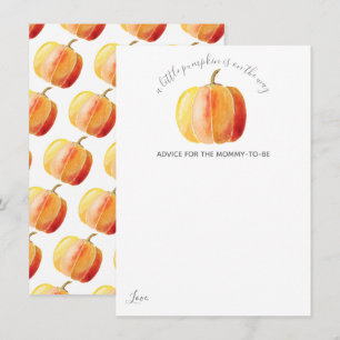 Tarjeta De Consejos Pequeña Baby Shower de calabaza