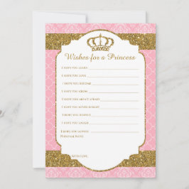 Tarjeta De Consejos Pequeña Princesa Real Rosa y Deseos de Oro para el