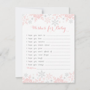 Tarjeta De Consejos Pequeños deseos de Baby Shower con copas de nieve