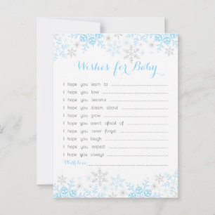 Tarjeta De Consejos Pequeños deseos de Baby Shower con copas de nieve