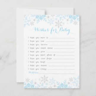 Tarjeta De Consejos Pequeños deseos de Baby Shower con copas de nieve