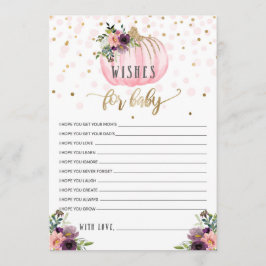 Tarjeta De Consejos Pequeños Deseos De Baby Shower De Calabaza Para El