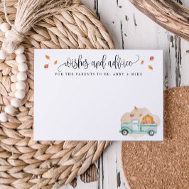 Tarjeta De Consejos Pequeños deseos y consejos de calabaza, camión de