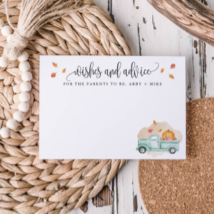 Tarjeta De Consejos Pequeños deseos y consejos de calabaza, camión de