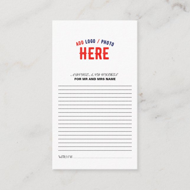 TARJETA DE CONSEJOS PERSONALIZABLE MODERNO ESTILO BLANCO VERIFICADO MA (Anverso)