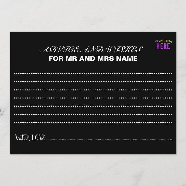 TARJETA DE CONSEJOS PERSONALIZABLE MODERNO ESTILO NEGRO VERIFICADO MAR (Anverso)