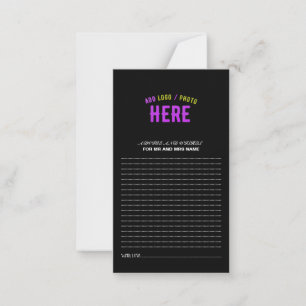 TARJETA DE CONSEJOS PERSONALIZABLE MODERNO ESTILO NEGRO VERIFICADO MAR
