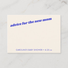 Tarjeta De Consejos Personalized Modern Cute Blue Baby Shower Mom