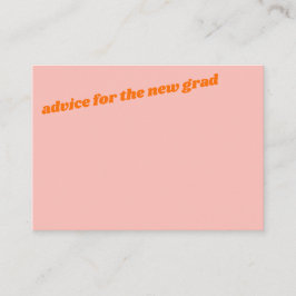 Tarjeta De Consejos Pink Orange Retro Bold Grad Party Keepsake