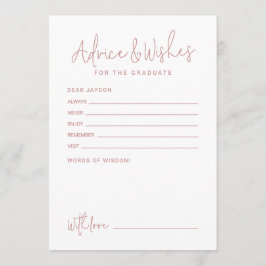 Tarjeta De Consejos Pink Simple Modern Script Graduate advice & wishes