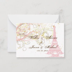 Tarjeta De Consejos PixDezines PARIS TIRA DE EIFFEL ROSA + DESEOS+CONS