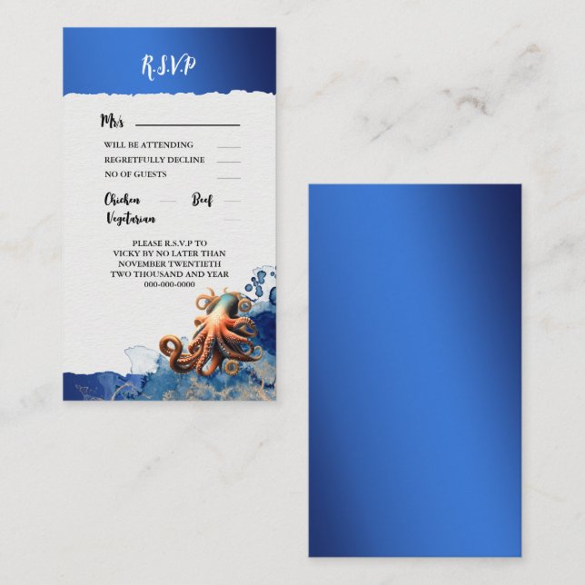 Tarjeta De Consejos Playa de naranja tropical oceánica azul octox (Anverso / Reverso)